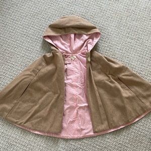 Girls tan wool cape